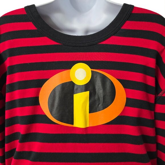 Hanna Andersson Incredibles Pajama Set L Women Disney Long John Black Red Stripe - Picture 4 of 5